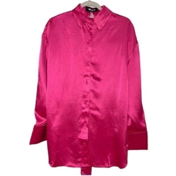 Ser.o.ya Hot Pink Button Down Shirt (Size Small) - Picture 4 of 11